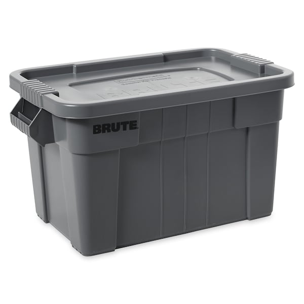 Rubbermaid Commercial Storage Tote W/ Lid, 14 gal, 27-4/5 in L x 27-1/2 in W x 10-7/10 in H, Gray, Plastic FG9S3000GRAY - main